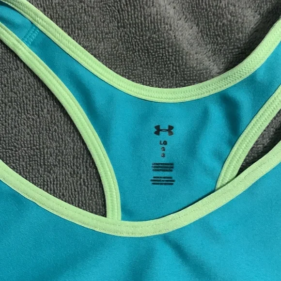 🦋Bundle 3 for $15 Under Armour Blue/Green Sports Bra Moisture-Wicking Racerback - Picture 3 of 3